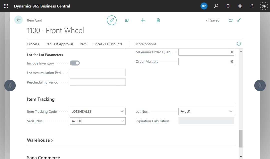 Assign tracking code to items