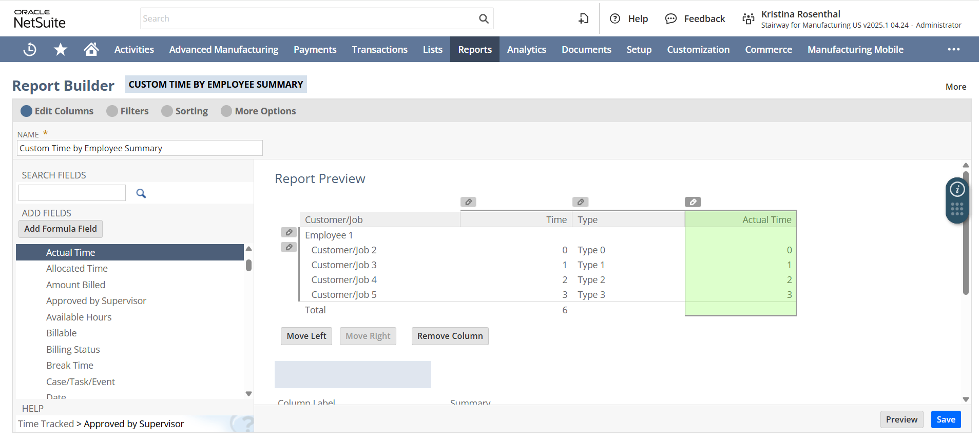 NetSuite employee time report NetSuite employee time report