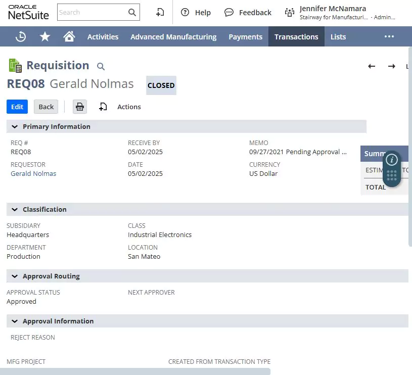 Automated purchase requisitions & approvals Automated purchase requisitions & approvals