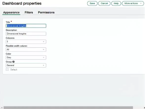 Sage Intacct Dashboard Appearance