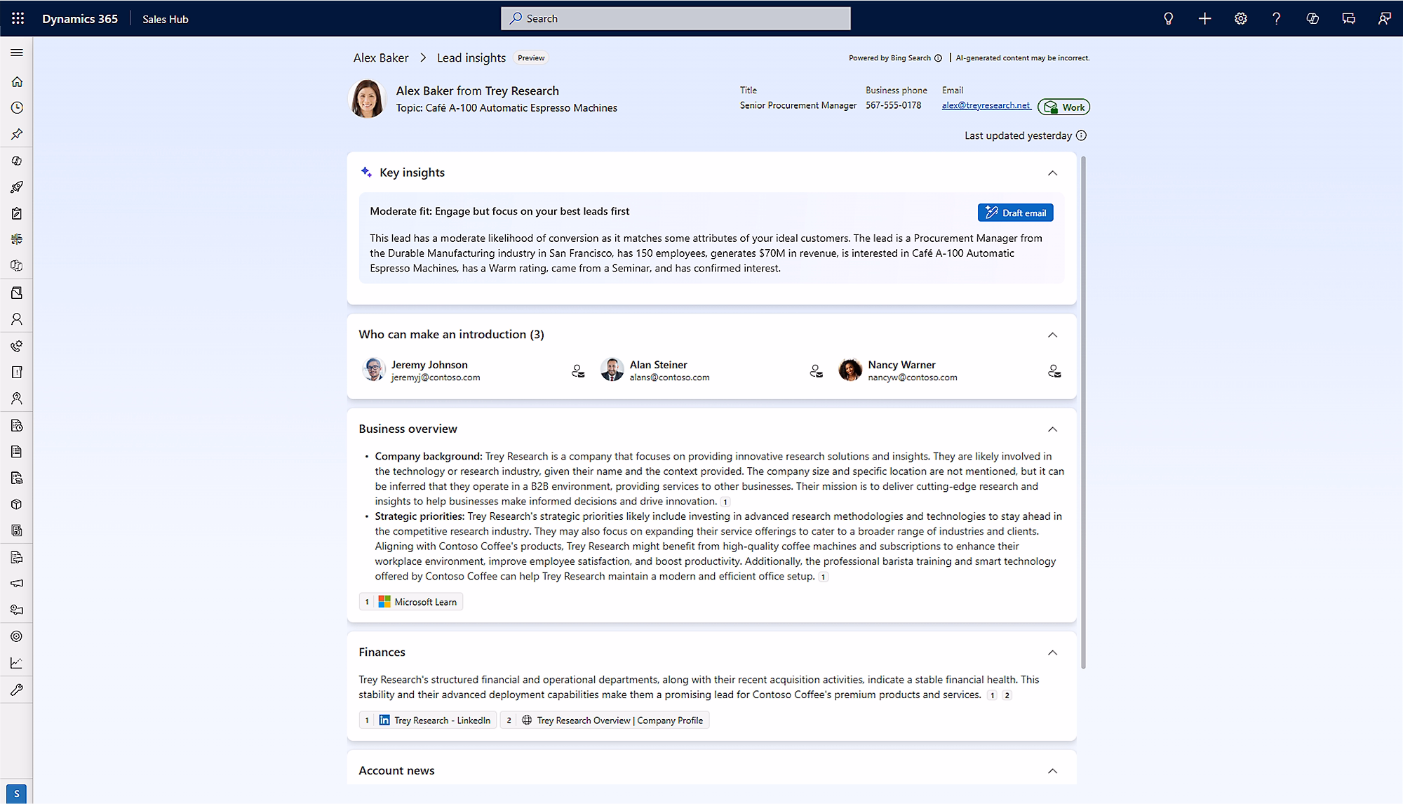 Dynamics 365 Sales relationship intelligence