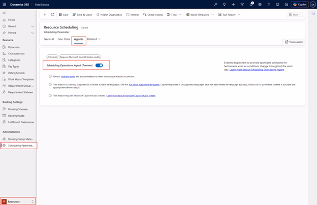 Enable Schedule Operations Agent