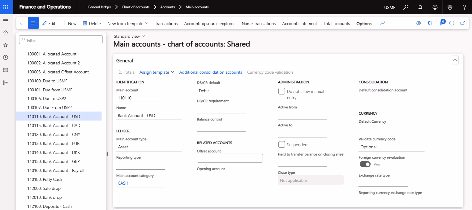 Create main COA in D365 Finance