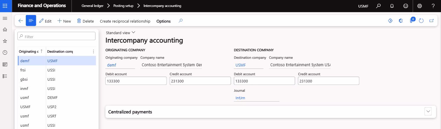 Create the reciprocal relationship in D365 Finance