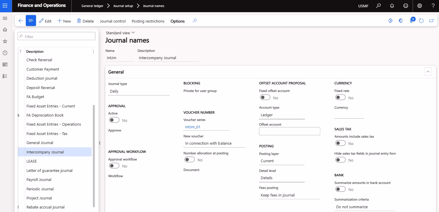 Define journal name in D365 Finance