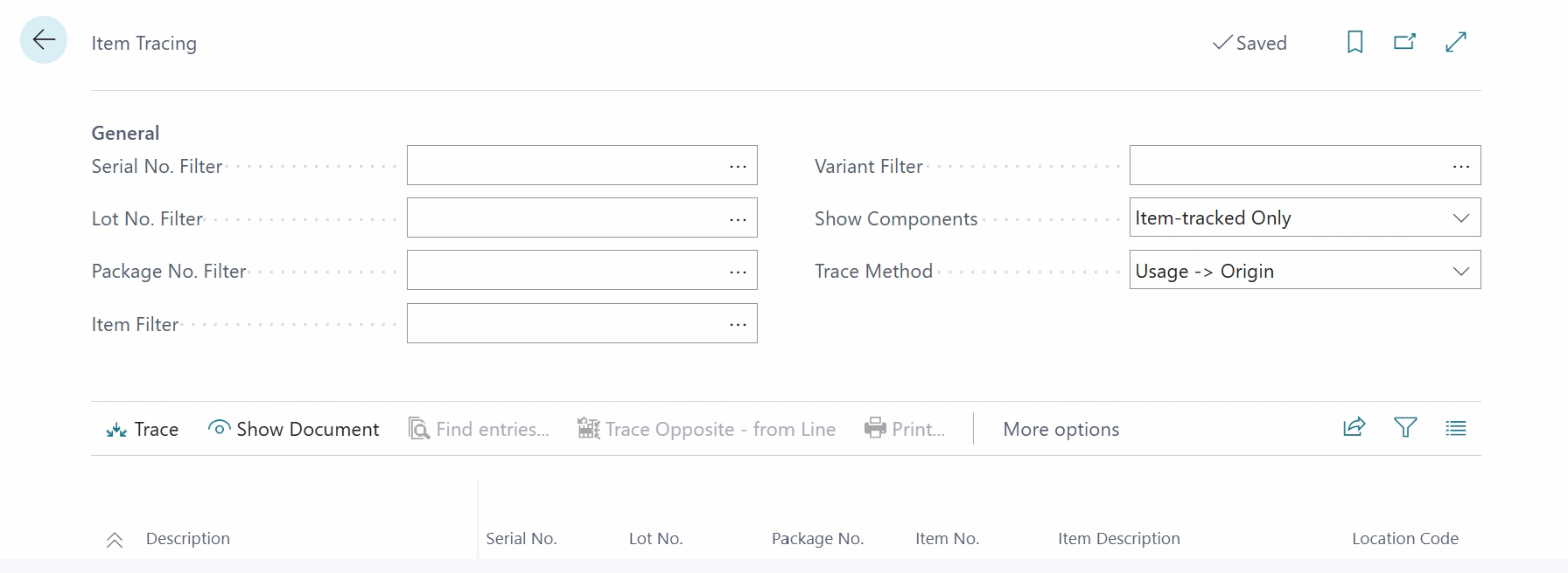 Item tracing in Business Central