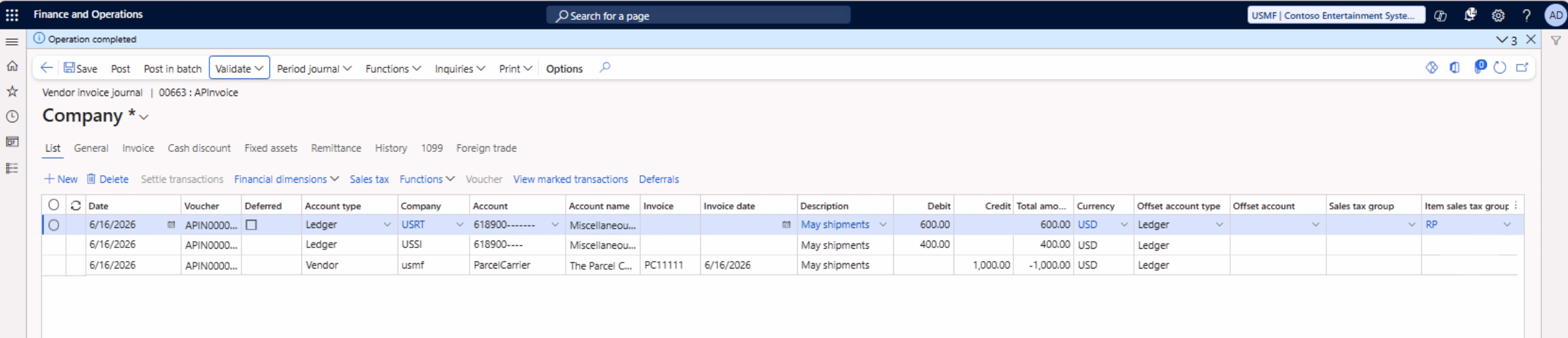 Process intercompany vendor invoices