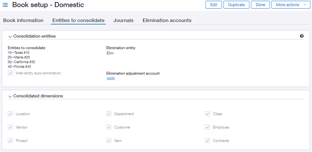 Sage Intacct Domestic Consolidations